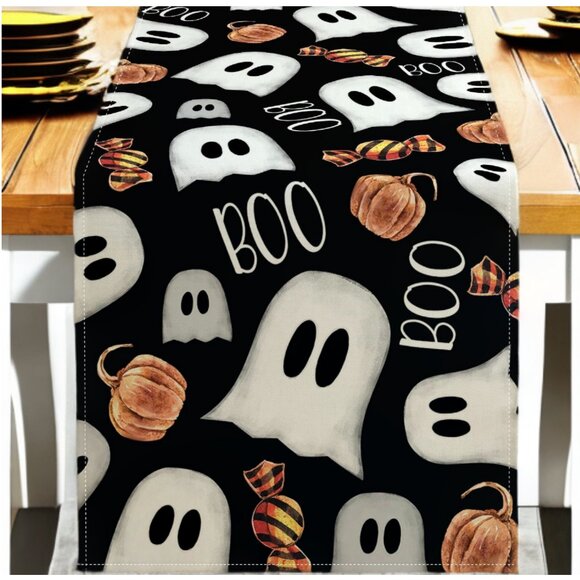 Halloween Table Runner Fall Decor Decorative Cloth Ghost Party Decoration 13x36 - Picture 4 of 4